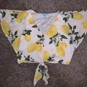 She + Sky Lemon Crop Top